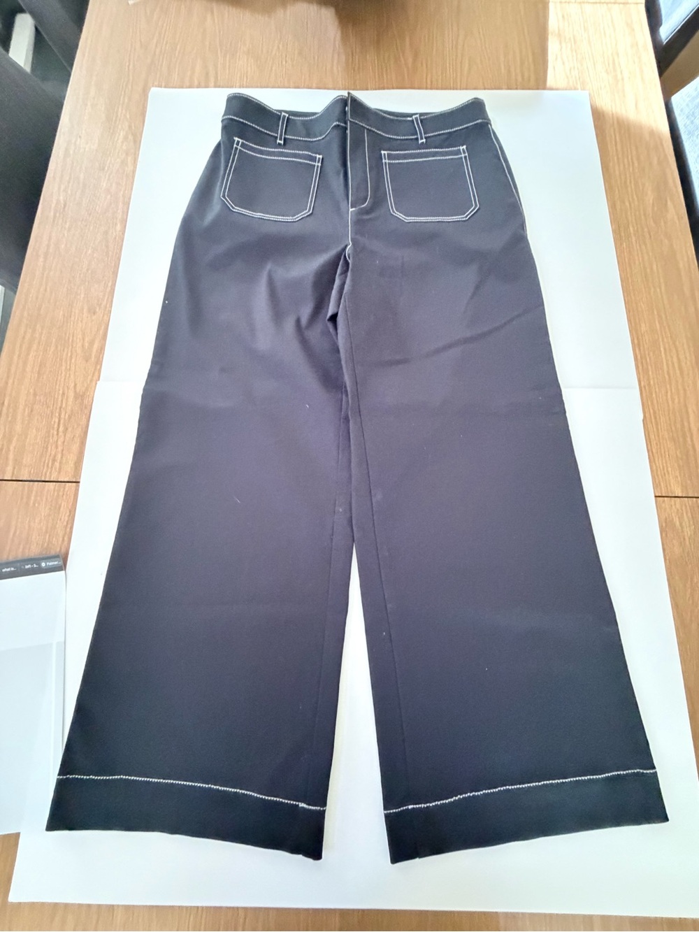LOFT Black Wide-Leg Chinos with Contrast Stitching (new never worn) 10p
